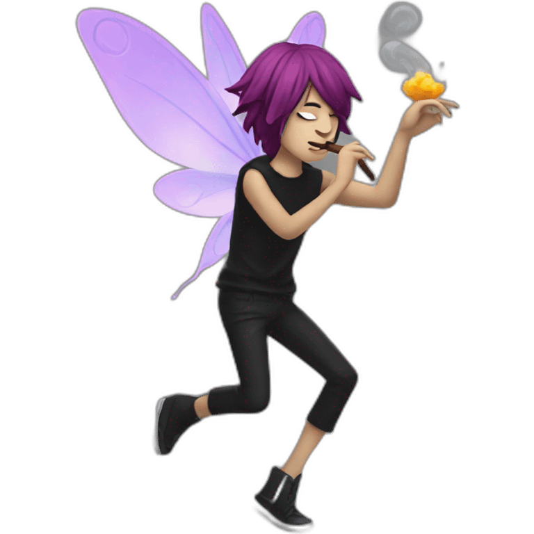 Emo fairy dancing while smoking a cigar emoji