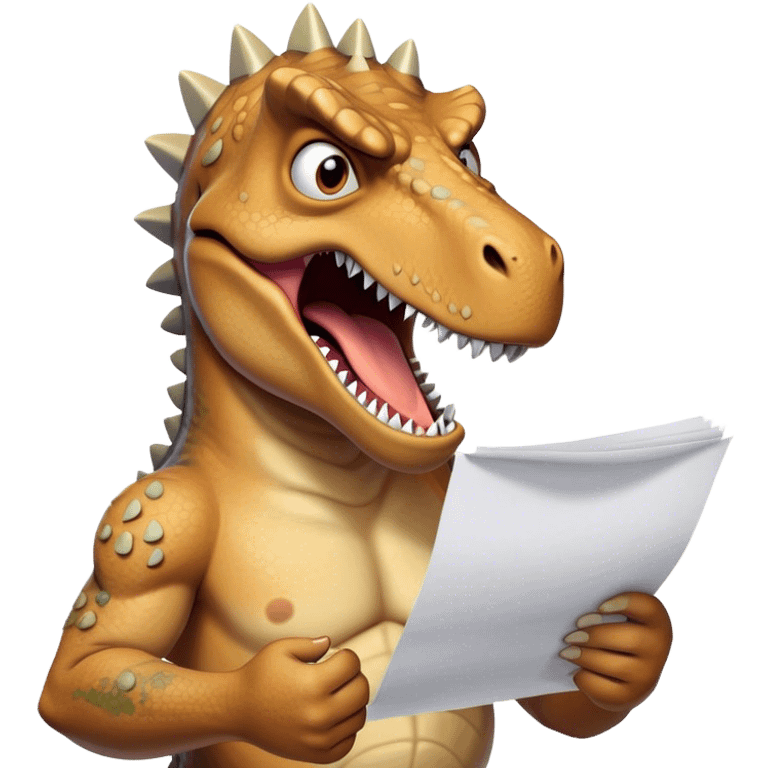 office Dinosaur, angry, papers everywhere emoji