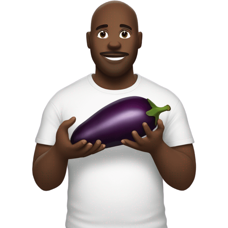 Big black guy eating an eggplant emoji