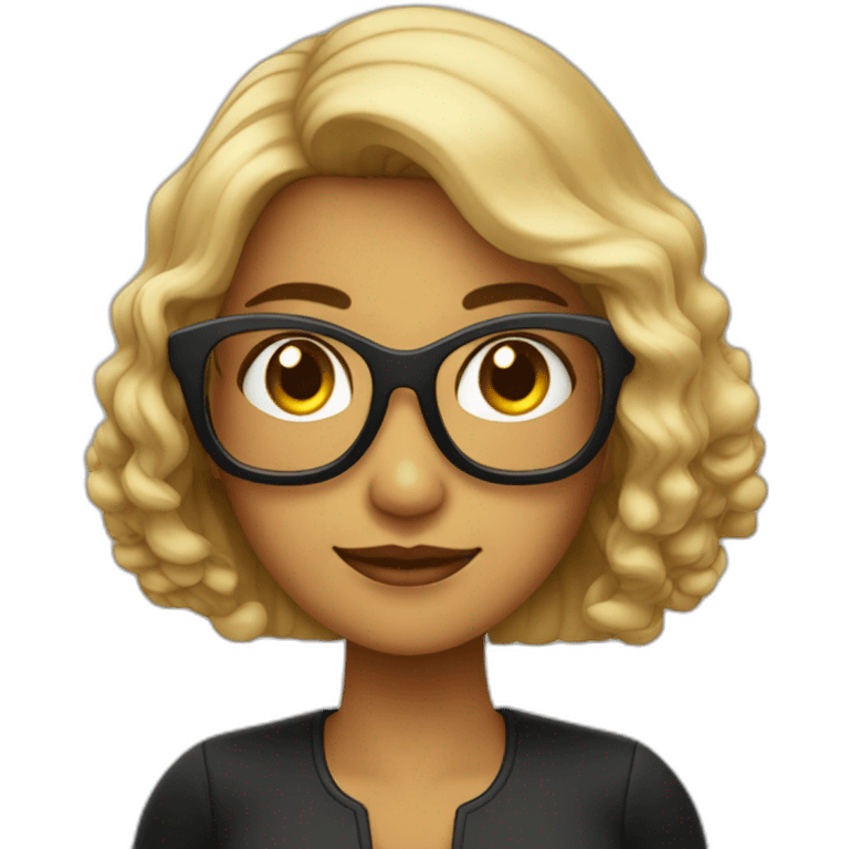 Mujer árabe fea y mayor con gafas y con el pelo largo negro emoji