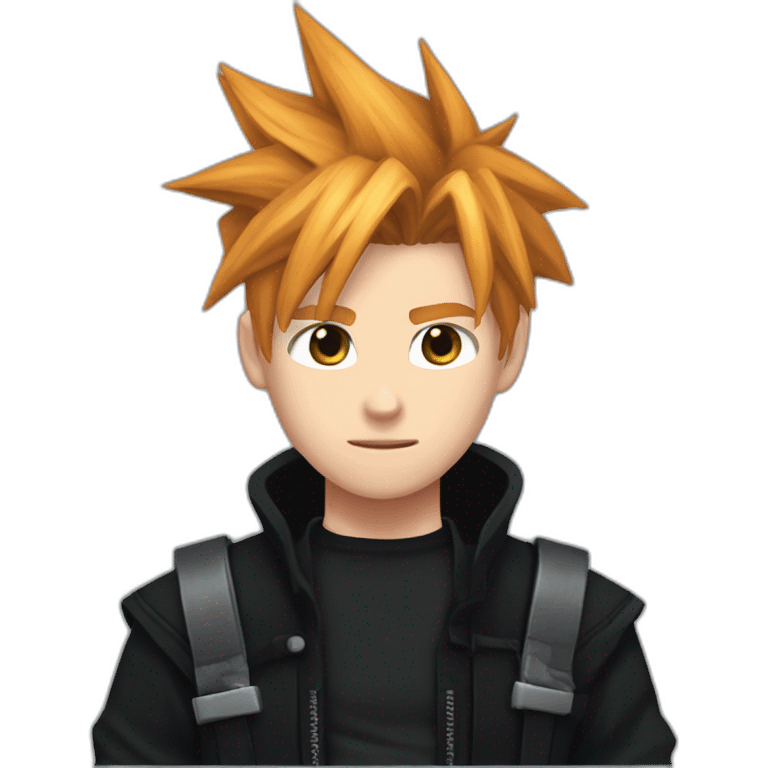 Cloud strife ginger hair and black clothes emoji