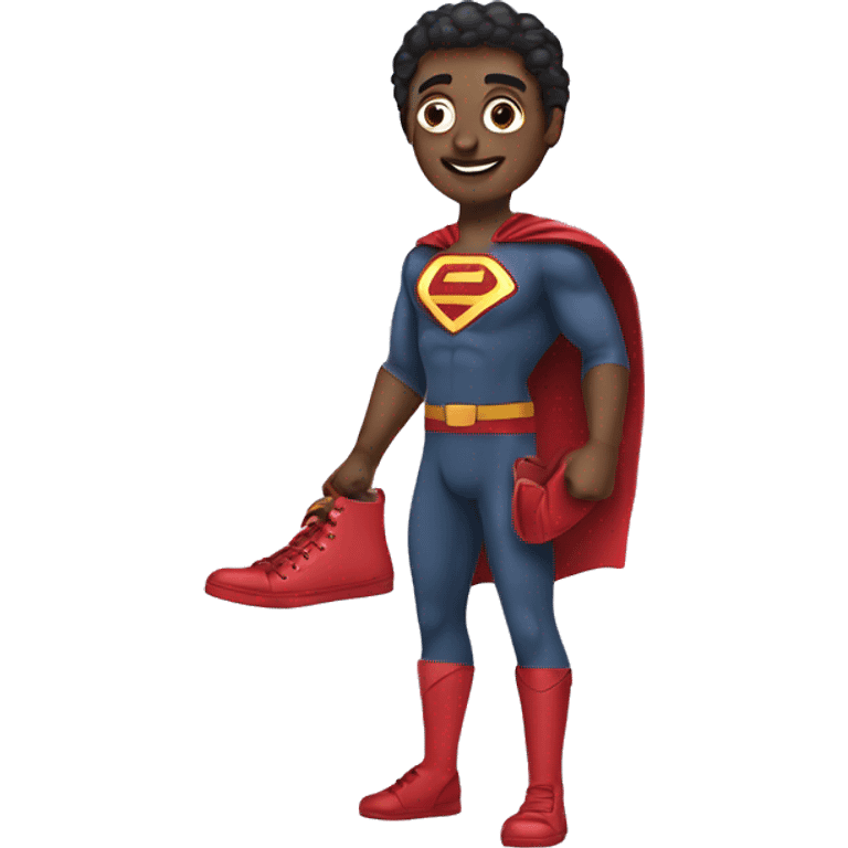 super hero holding a pair of shoes emoji