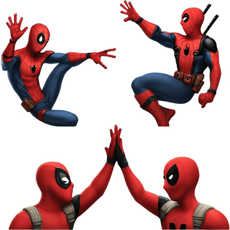 Spider-man and deadpool high five happily emoji