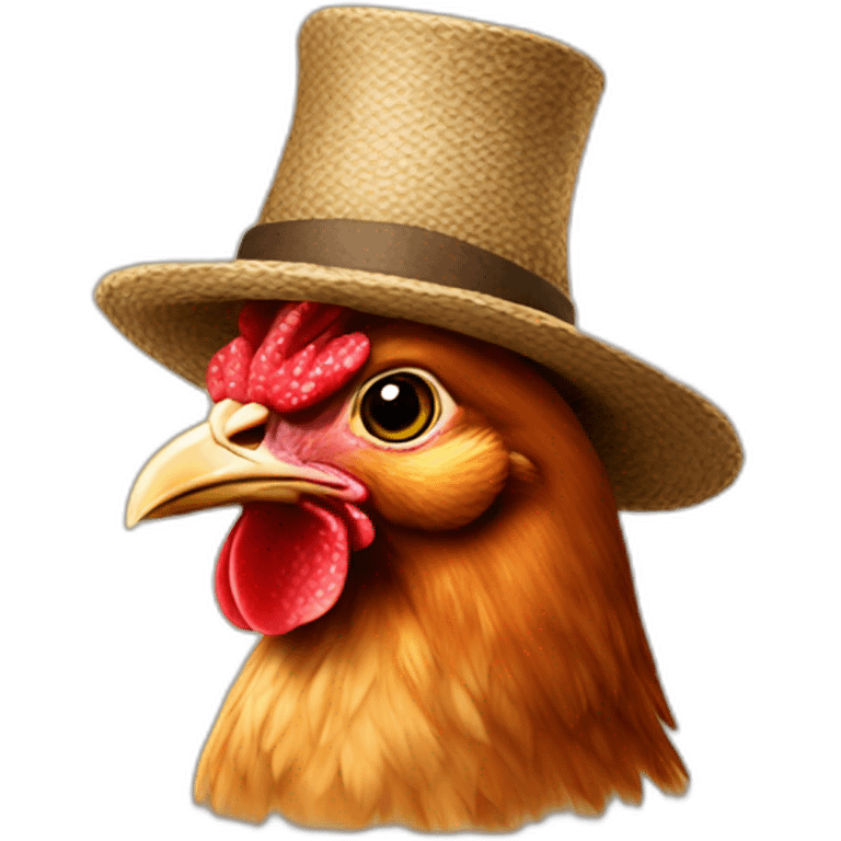 hen with a hat emoji