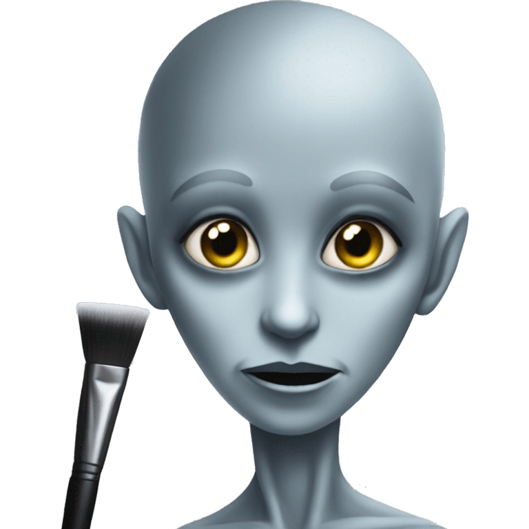 Grey alien doing makeup  emoji