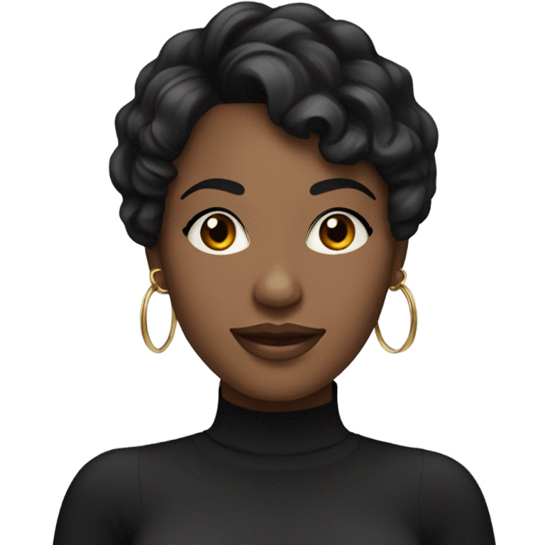 black woman with black curled short bob and a nice top emoji