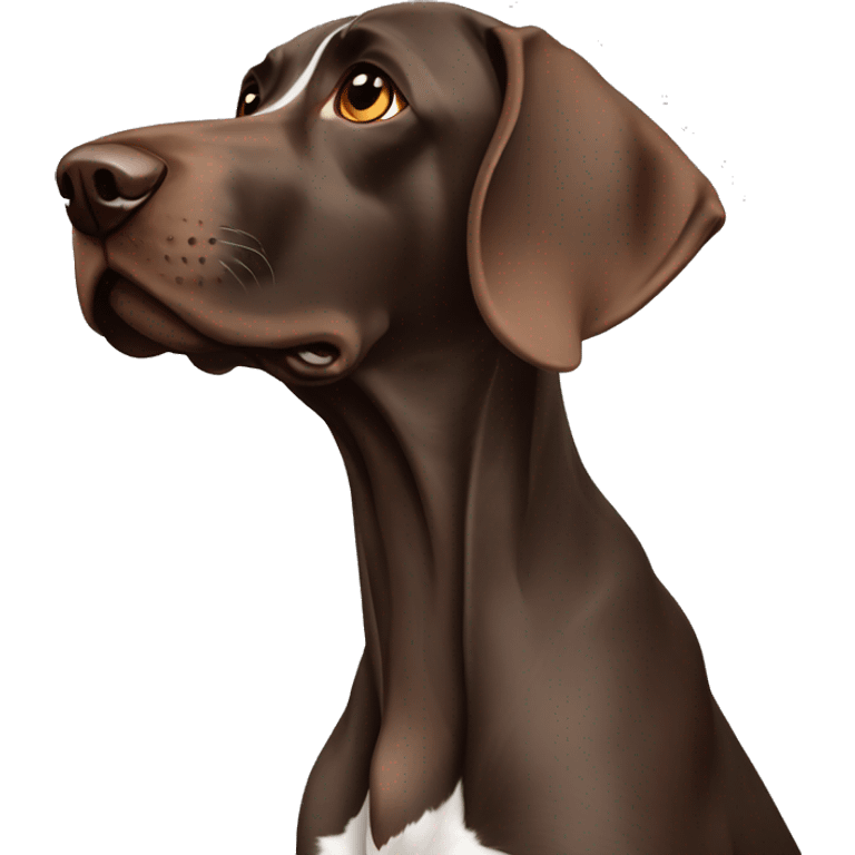 Brown German short haired pointer  with roaning emoji