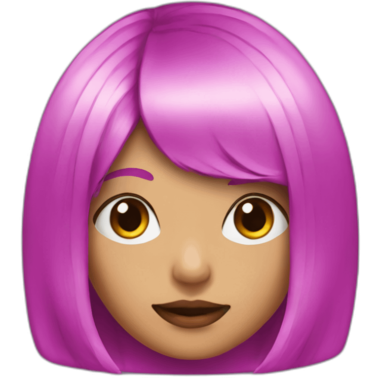 girl with purple eyes, hot pink bob haircut emoji