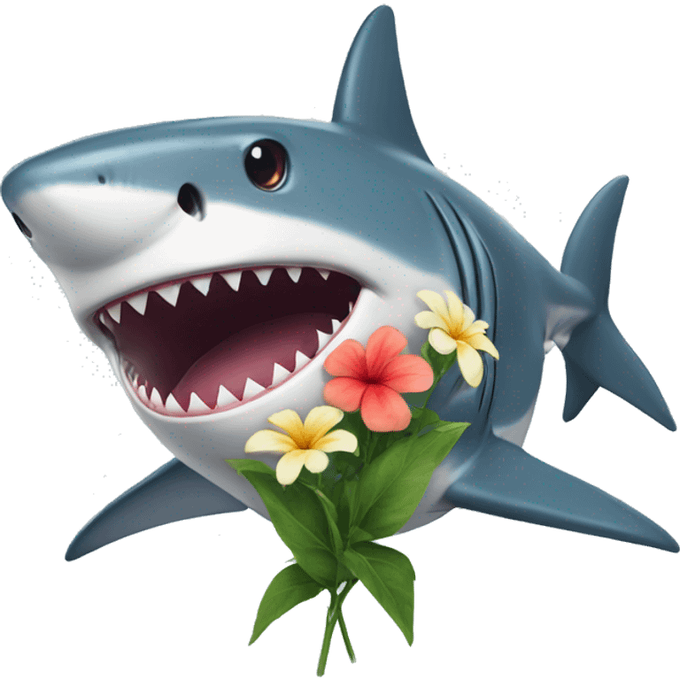 Shark with a flower emoji