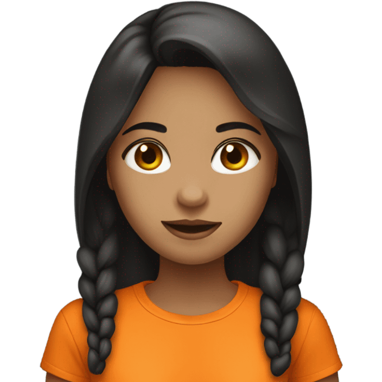 girl with dark hair and orange t-shirt  emoji