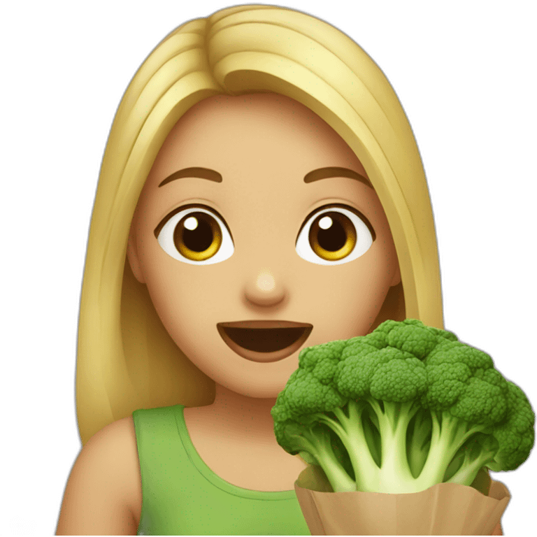 Girl eating broccoli  emoji