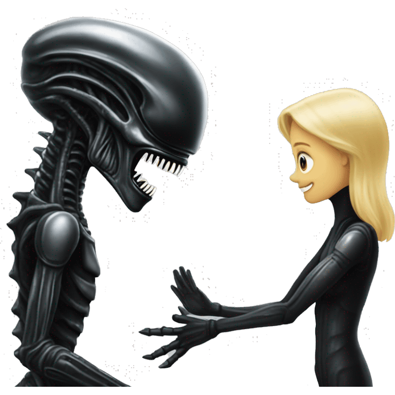 Xenomorph giving high-five to a blonde girl emoji