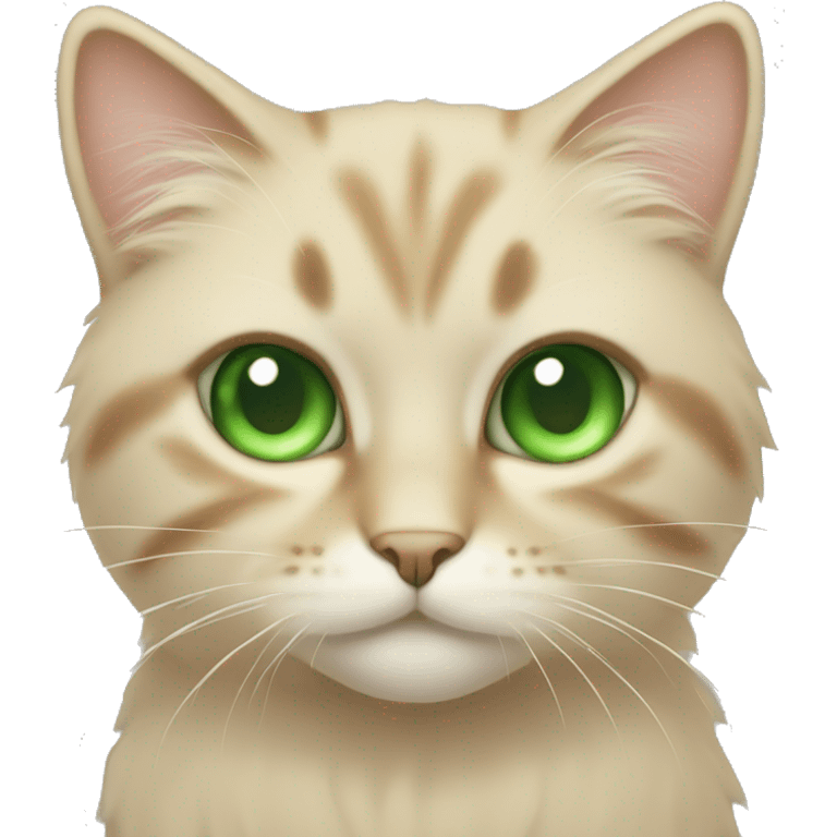 Beige cat with green eyes fluffy emoji