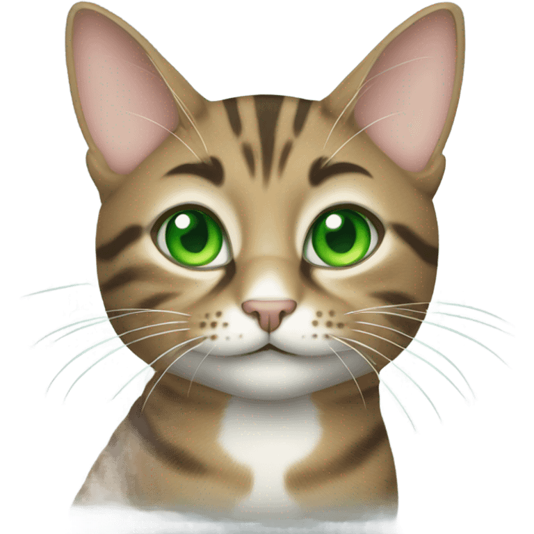 Tabby cat with green eyes emoji