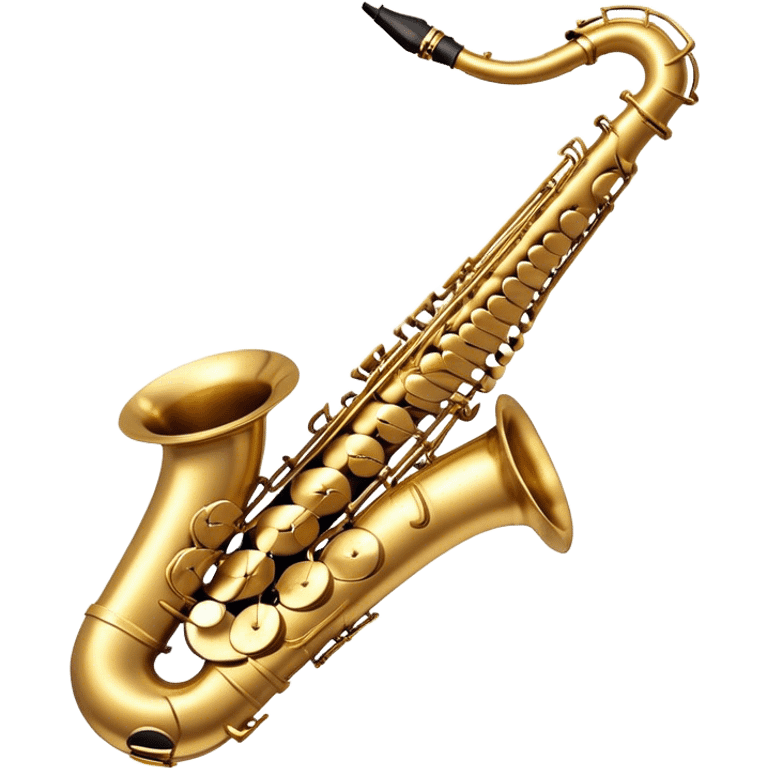 Cinematic Realistic Saxophone, smooth, curving brass body with a golden finish, soft reflections of warm light catching the details, a player’s fingers carefully pressing the keys, glowing with a jazzy, atmospheric charm. emoji