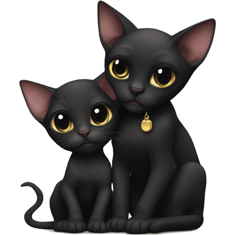 sphinx cat hugs black cat emoji