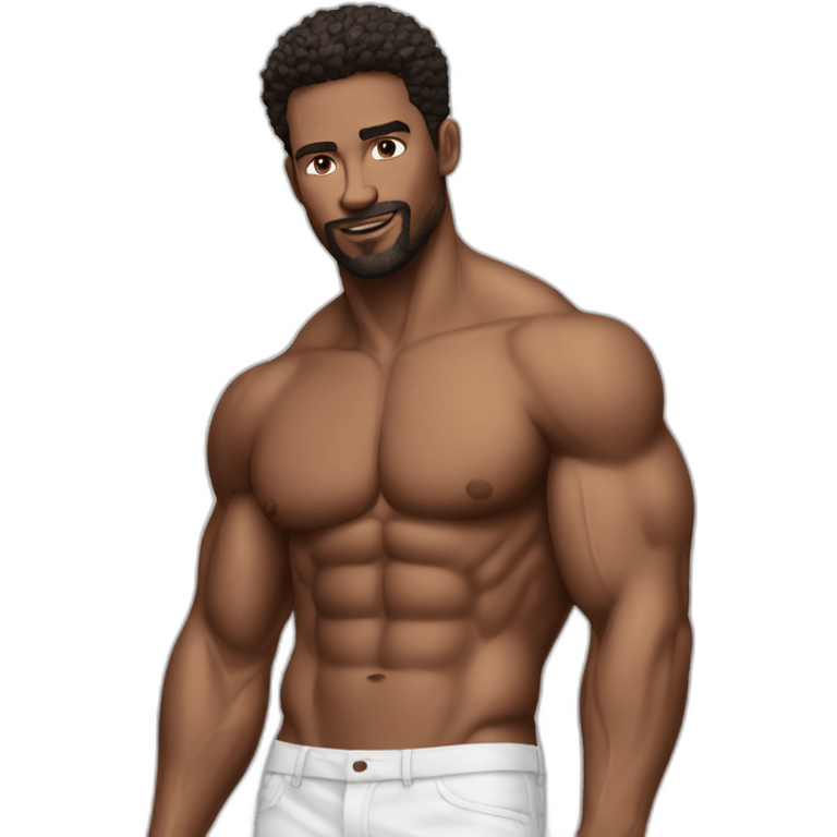 Man sexy abs White emoji