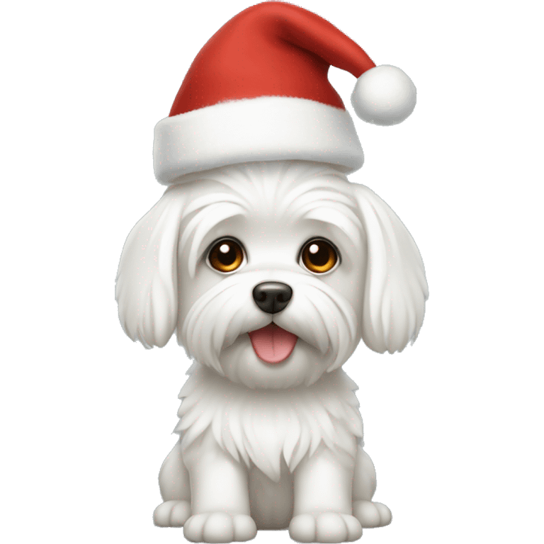 Maltese with Christmas hat  emoji