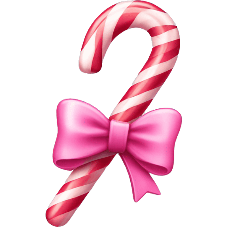 Pink candy cane with a bow  emoji