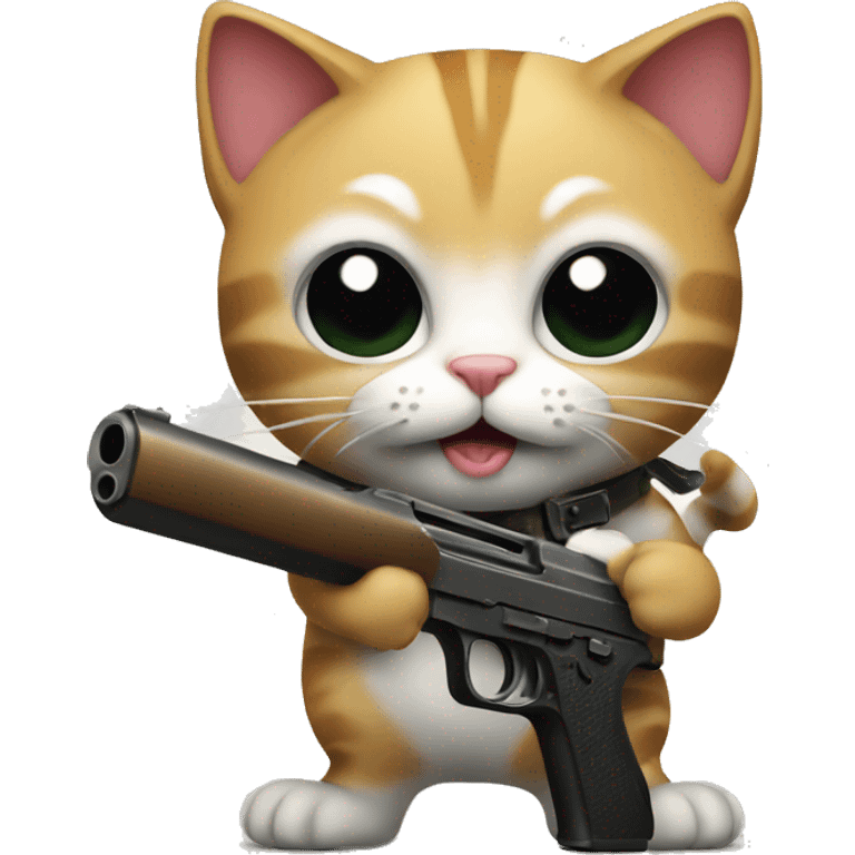 Cat holding a gun emoji