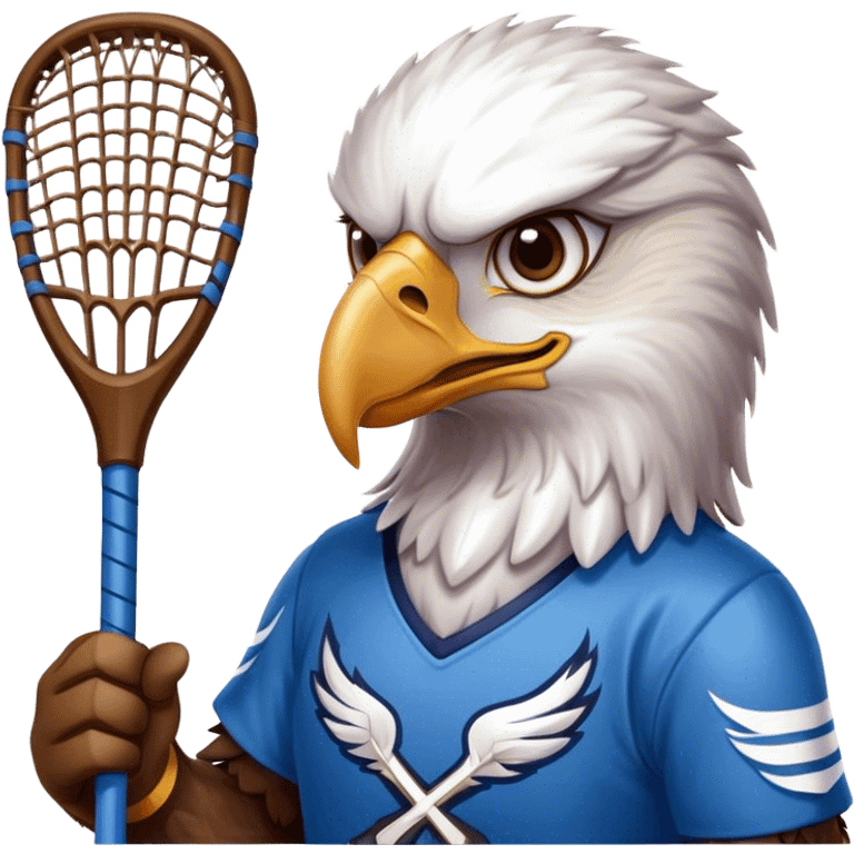 Eagle with lacrosse stick blue jersey emoji