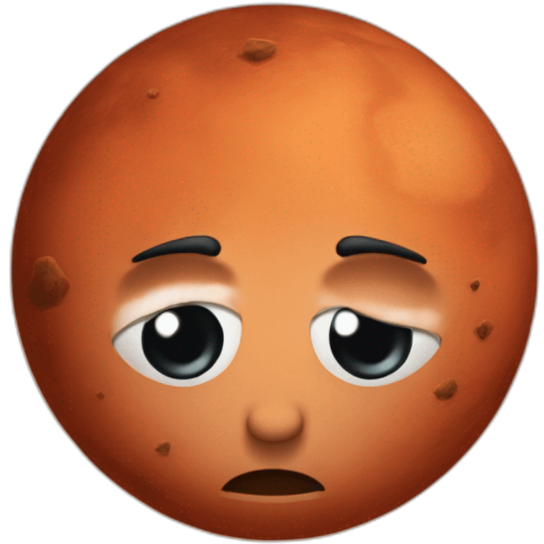 the planet mars with frowning eyebrows emoji