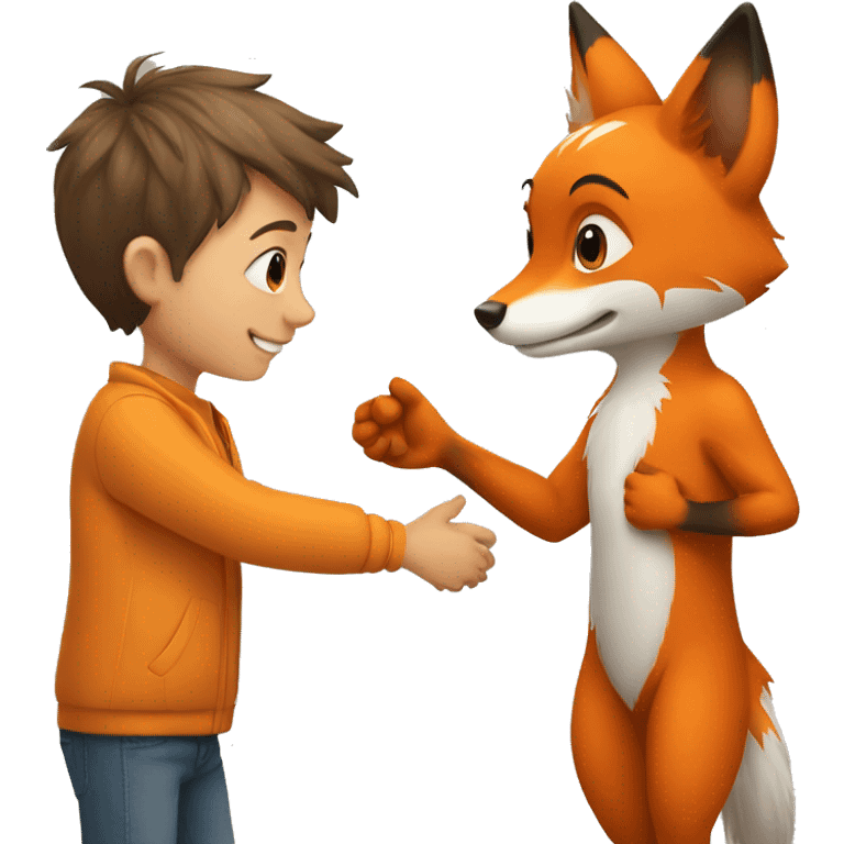 little boy and little fox handshake emoji