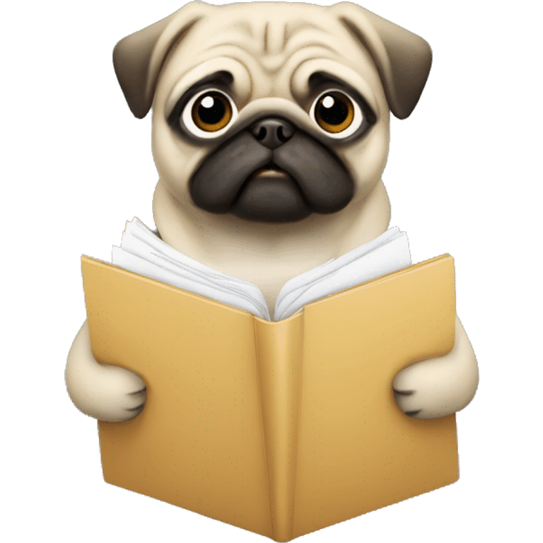 a pug holding a folder with documents emoji