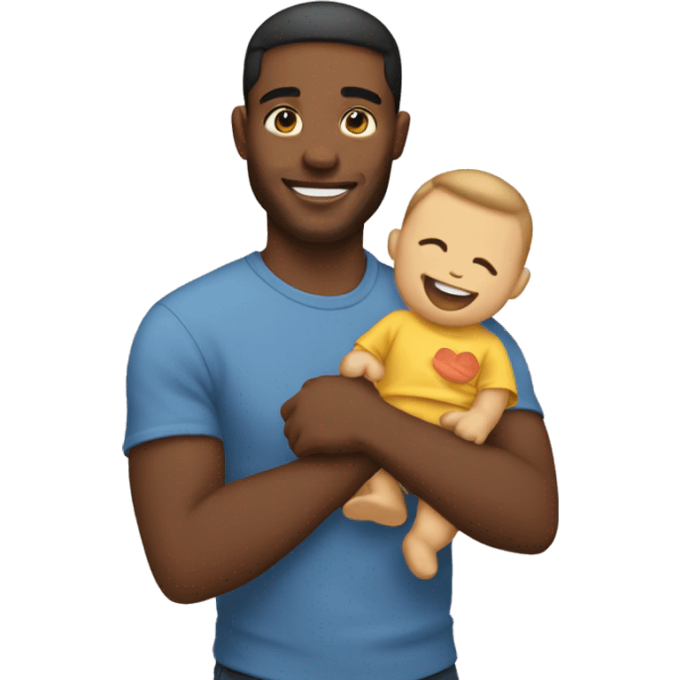 happy young father holding his infant emoji