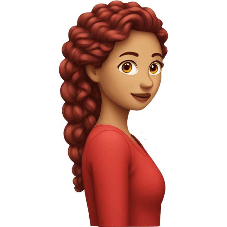 Mujer pelo largo rizado rojo emoji