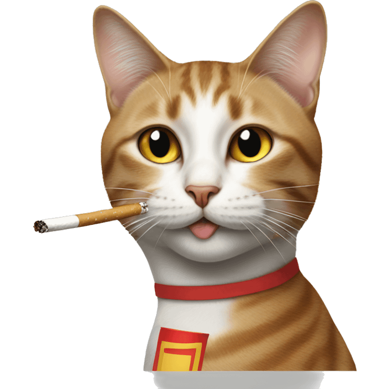 Cat who is smoking a cigarette with Big Mac  emoji