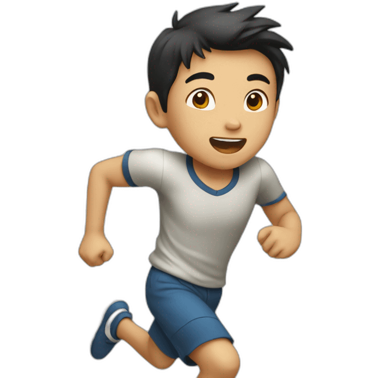 an asian boy running fast emoji