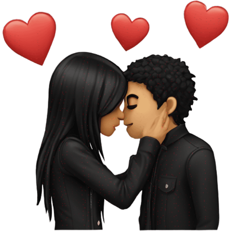 Black haired emo couples kissing  emoji