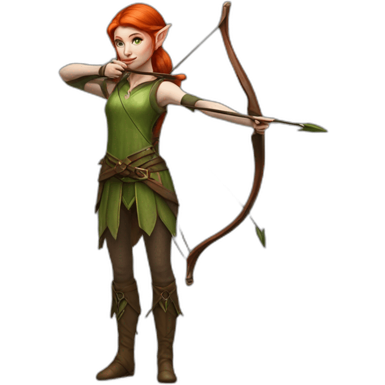 hyperrealist redhead elf archer full body emoji