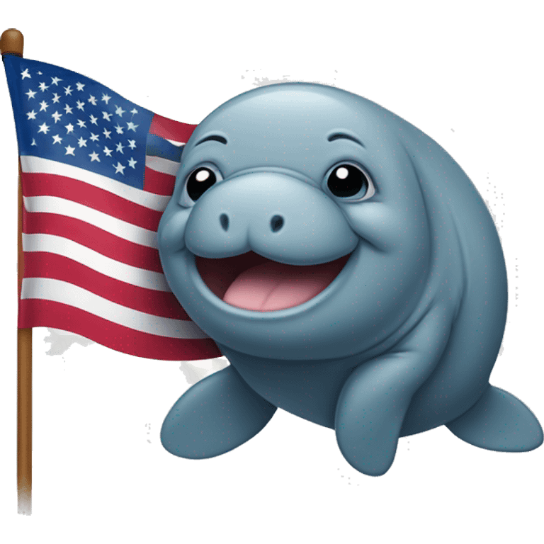 Manatee holds an American flag emoji