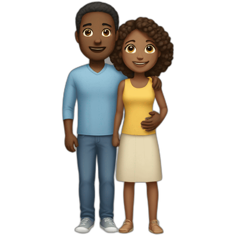 interracial couple with two kids emoji