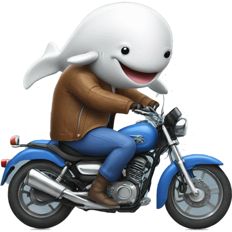 Whale in pants driving a motorcycle  emoji