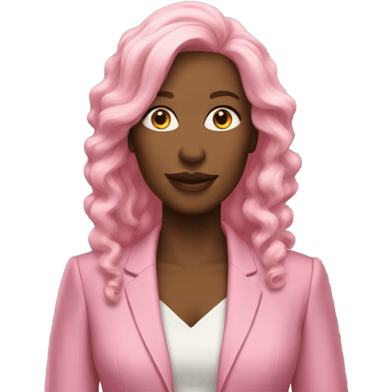 secretary-like white women with loose long pink hair in pink suit emoji