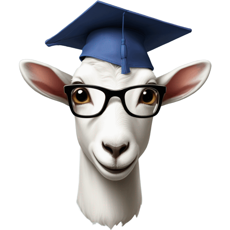 a goat wearing glasses and graduation hat emoji