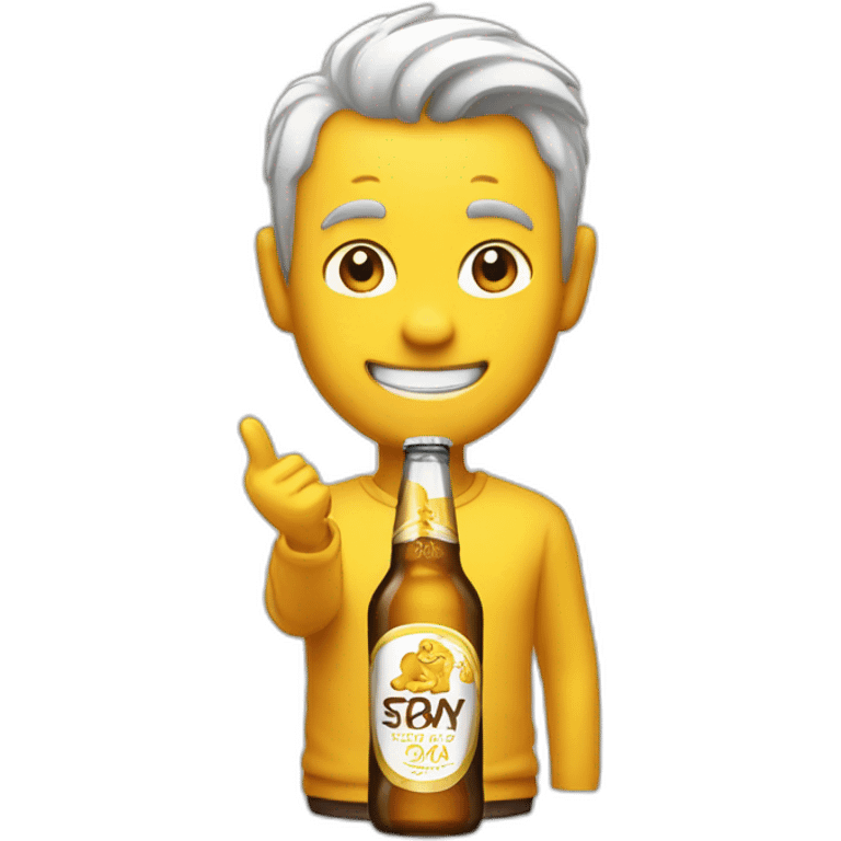 Guy with Singha beer bottle emoji