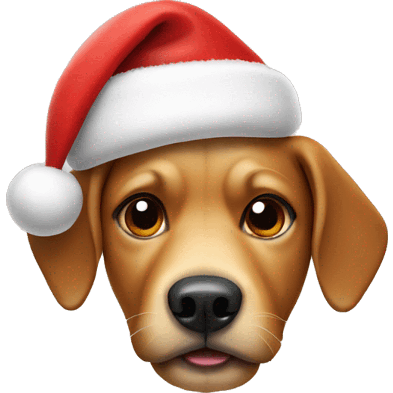 Dog wearing Santa hat emoji