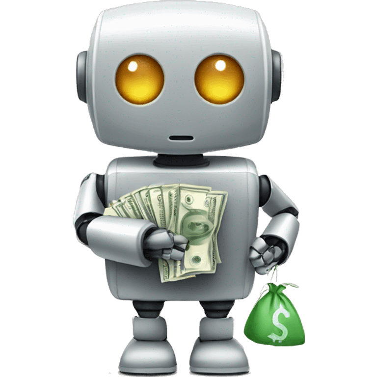 Cute robot with money bags emoji