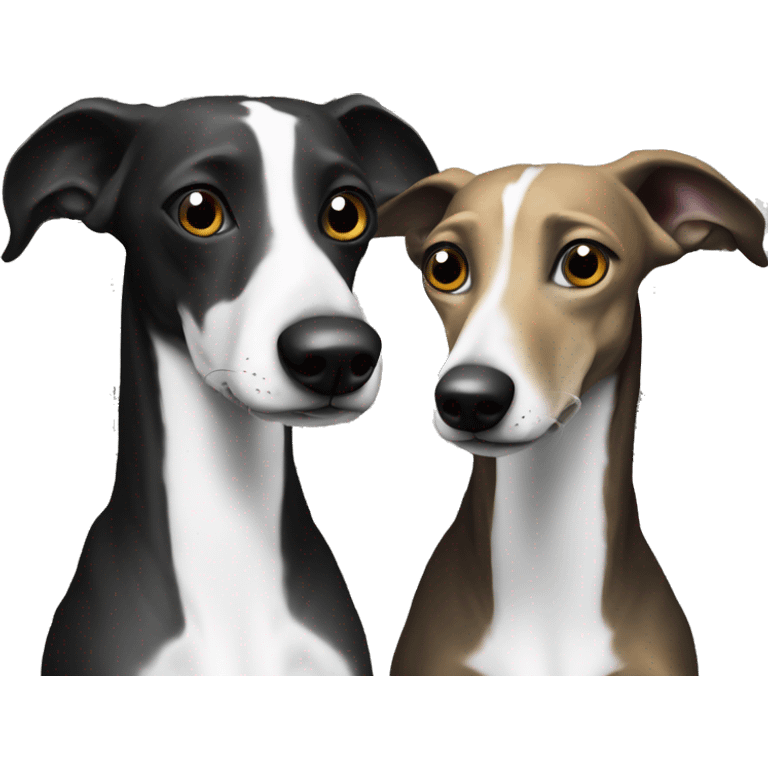 Two aristocrat dog black and white galgo kiss at our old money house  emoji