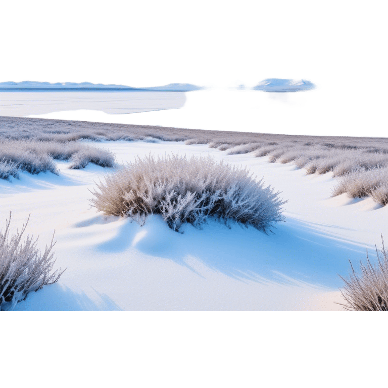 Cinematic Realistic Tundra Emoji in a wooden frame, Vast and cold, with wide expanses of snow-covered ground, sparse grasses poking through, and the occasional hardy shrub breaking up the pale white landscape. The sky above is a pale, frosty blue, and the light reflects off the snow, creating a serene yet starkly beautiful environment. Soft glowing outline, capturing the essence of a quiet, still, frozen wilderness where life endures despite the harsh conditions. emoji