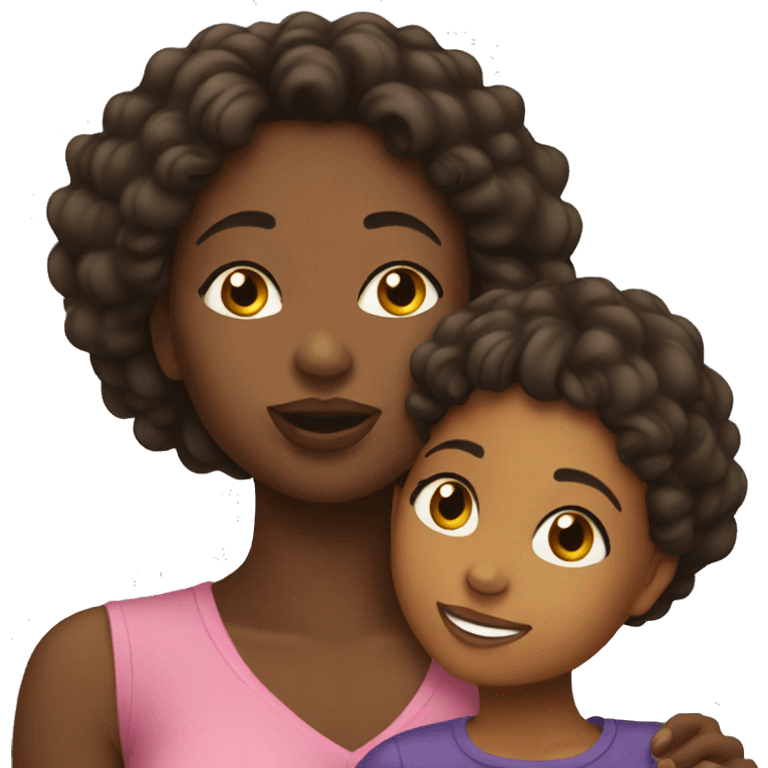 Black mom kissing daughter on the cheek emoji