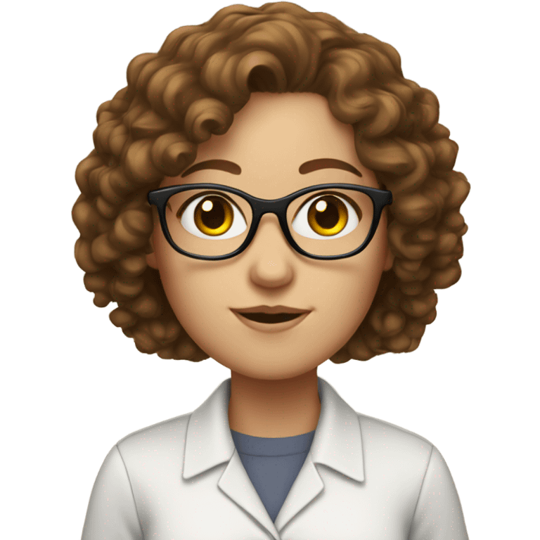 white girl with brown curly hair and glasses emoji