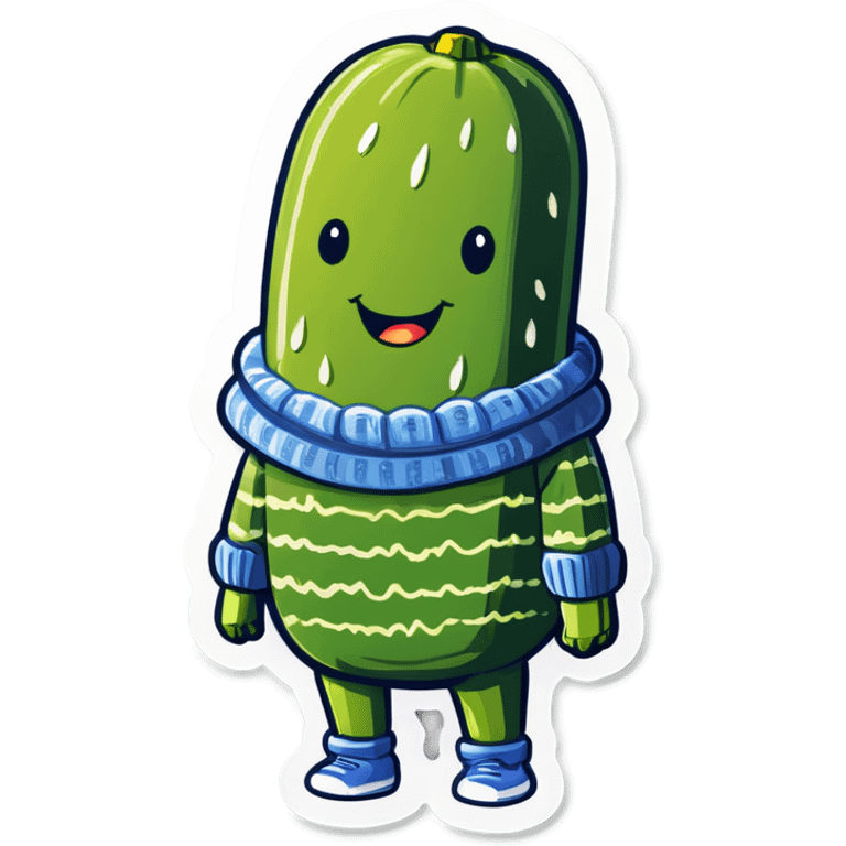 A realistic pickle wearing a sweater emoji