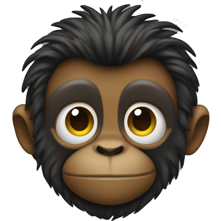 Macaco com cabelo preto liso sorrindo emoji