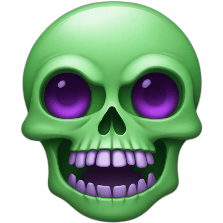 Green skull with purple flower coming out if the eye socket emoji