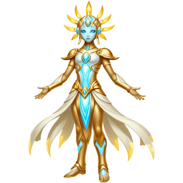 Shiny Futuristic Celestial Godly Divine Fakemon-Pokemon-Digimon-Spectrobes-fusion, full body emoji